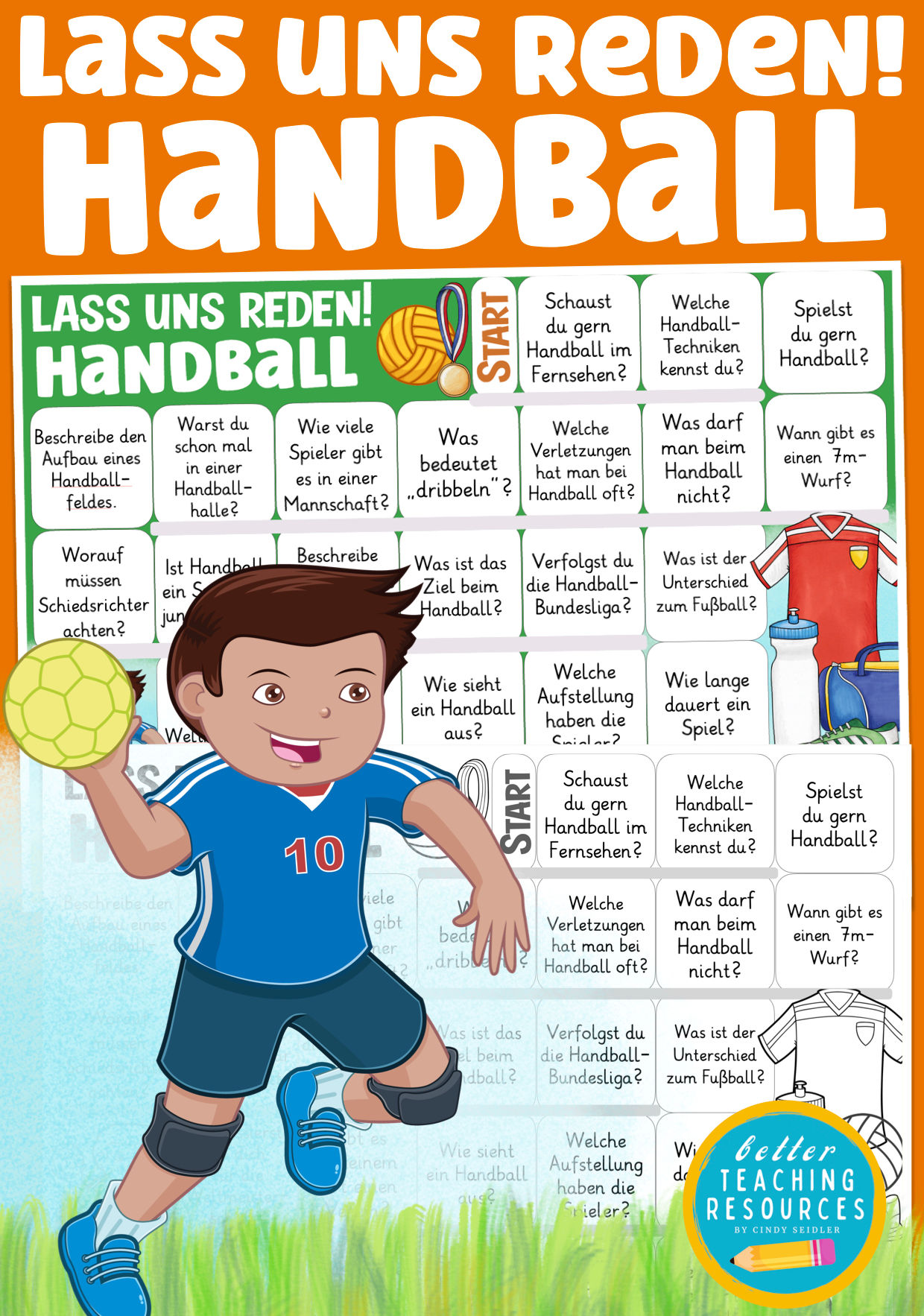 Handball Sport Deutsch als Zweitsprache Unterrichtsmaterial Plauderbrettspiel Lass uns reden