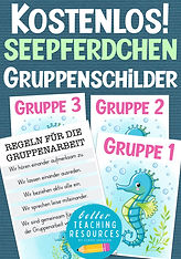 Kostenlose Gruppenschilder für die Seepferdchenklasse mit Klassentier Seepferdchen.