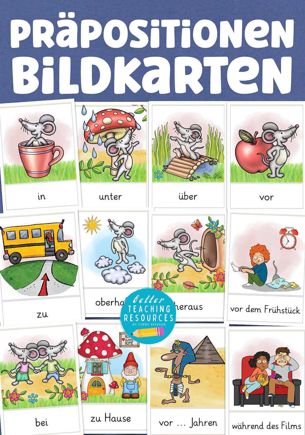 Präpositionen Bildkarten – Grammatik Material für Deutsch in der Grundschule & DAZ