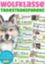 Wolfklasse Tagestransparenz Klassentier Wolf Tafelmaterial Grundschule Klassenmaskottchen