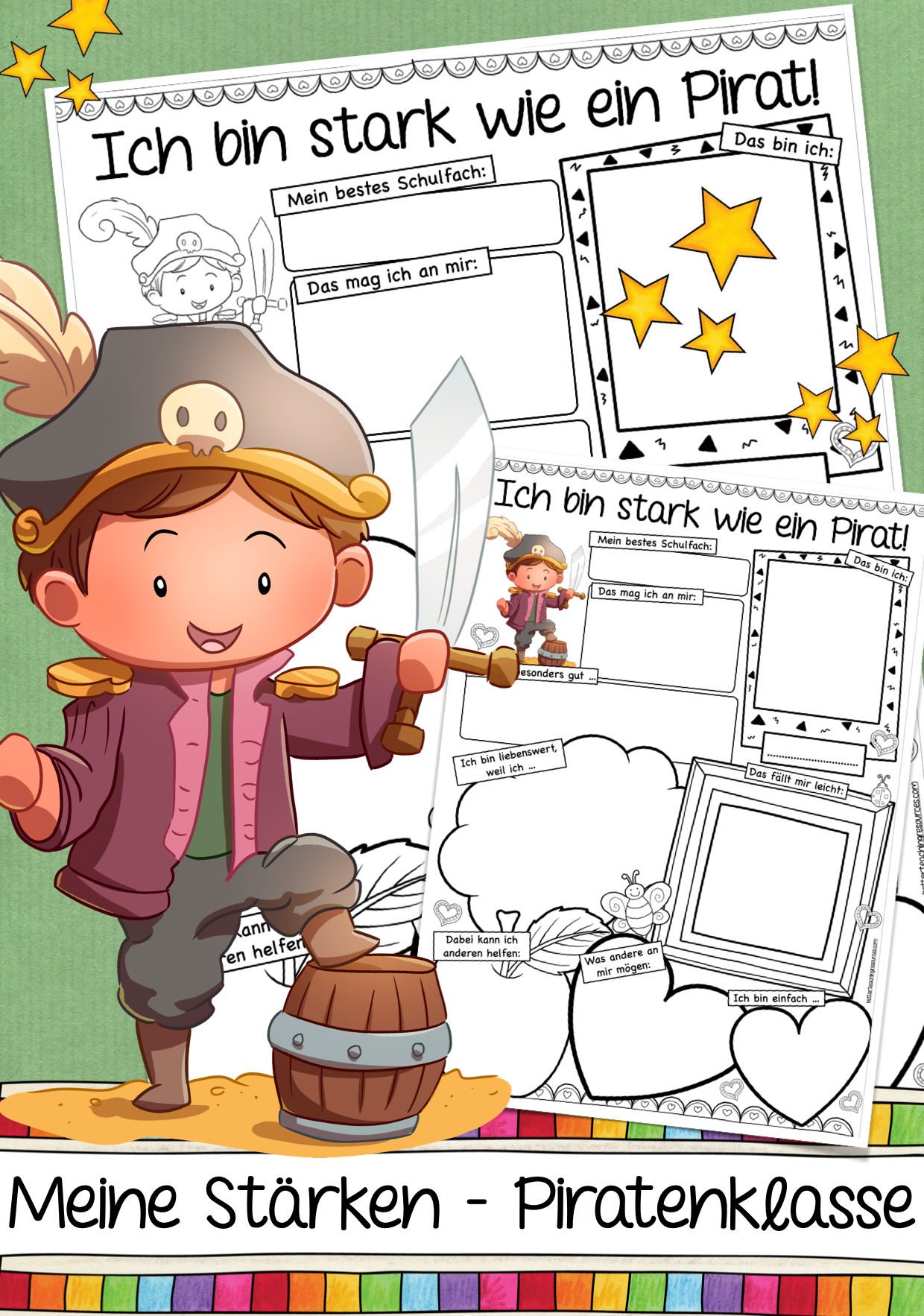 Meine Stärken - Piratenklasse I Deutsch und Ethik Klassenmotto Piraten Arbeitsblätter Grundschule