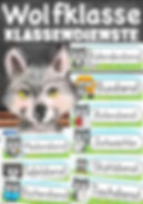 Wolfklasse Klassentier Wolf Klassenmaskottchen Klassendienste Grundschule