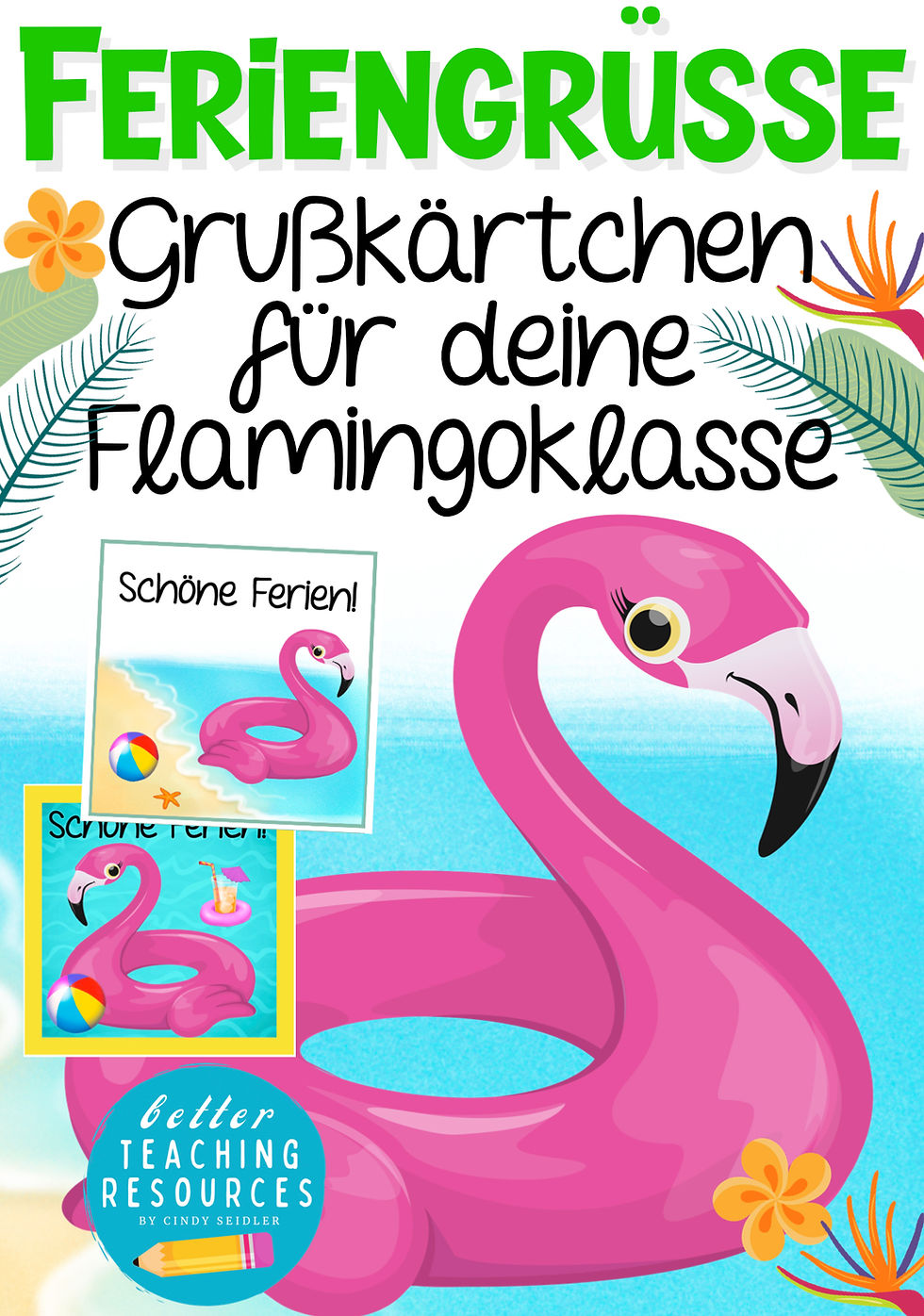 Flamingoklasse Feriengrüße – kostenlose Vorlage Klassentier Flamingo