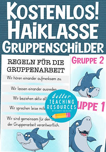 Haiklasse Klassentier Hai oder Ozeanklasse in der Grundschule Unterrichtsmaterial kostenlos - Gruppenschilder für die Stationsarbeit 1. Klasse und 2. Klasse gratis