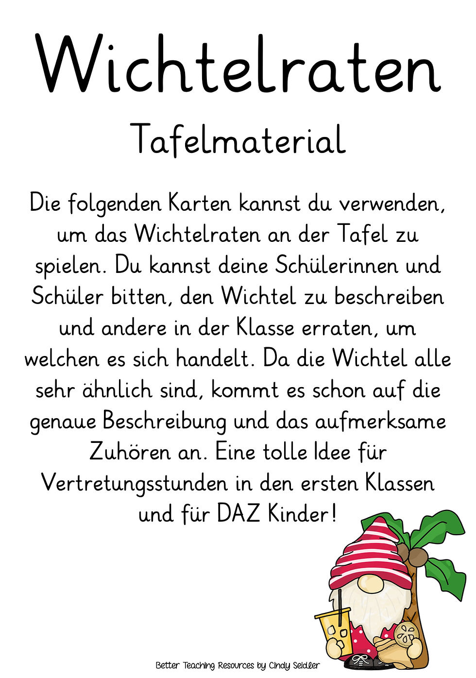 beschreiben und raten Spiel Deutsch - Sommer und Ferien Unterrichtsmaterial Grundschule PDF