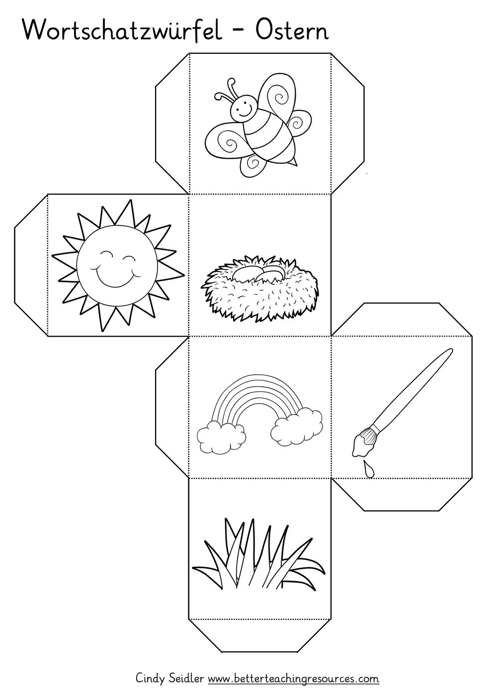 Miniaturbild: Ostern Wortschatz Würfelspiel Bastelvorlage Deutsch + Deutsch als Zweitsprache kostenloses Material Unterrichtsmaterial PDF