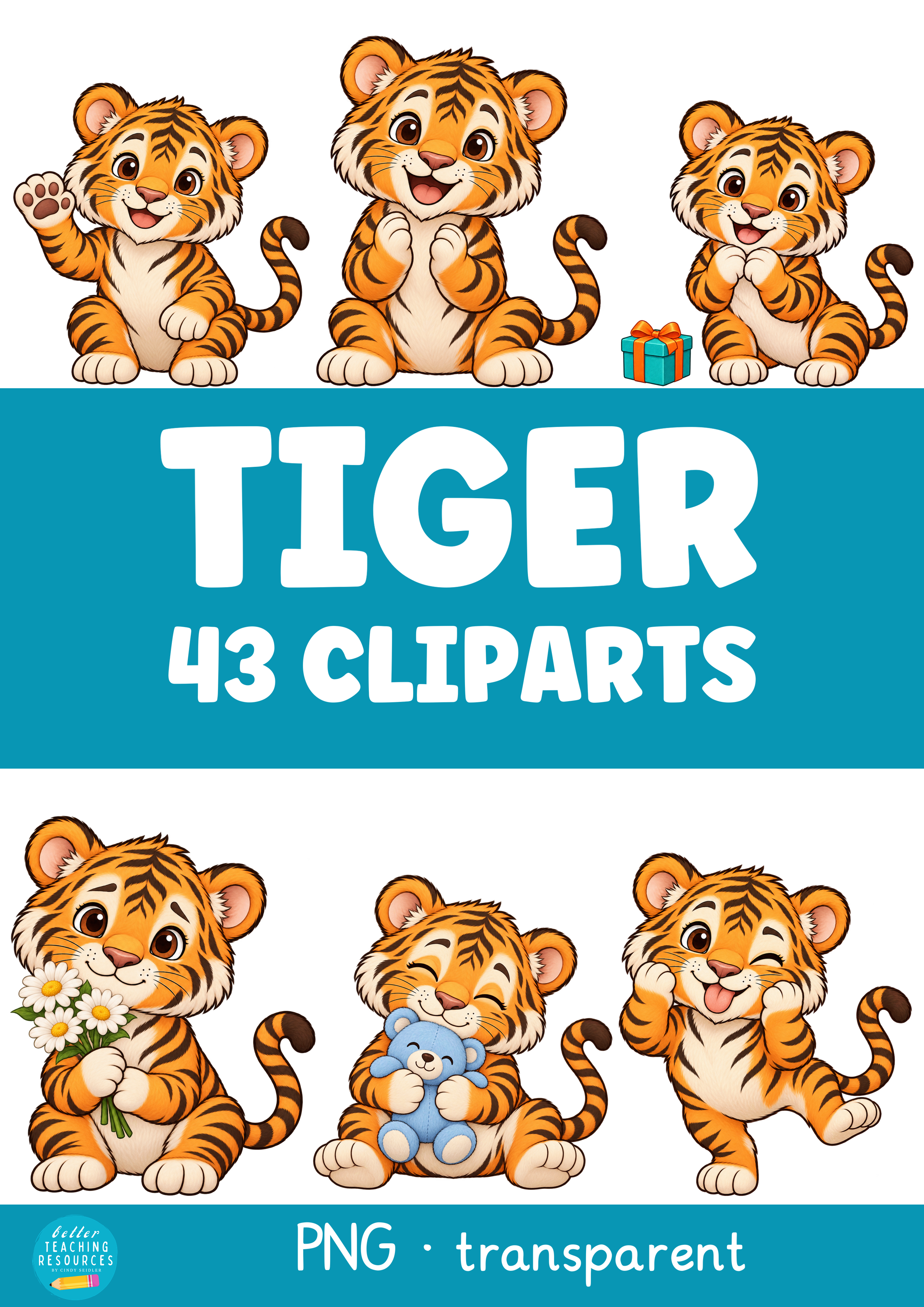 Tiger Cliparts – 43 PNGs mit Gefühlen für deine Tigerklasse