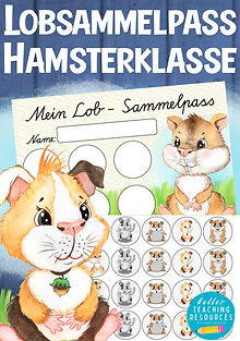 Hamsterklasse Lobkärtchen oder Stempelpass für die Grundschule mit dem Klassentier Hamster