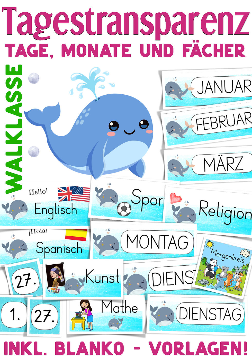 Miniaturbild: Walklasse Klassentier Wal Tagestransparenz Klassenmaskottchen Grundschule Wal