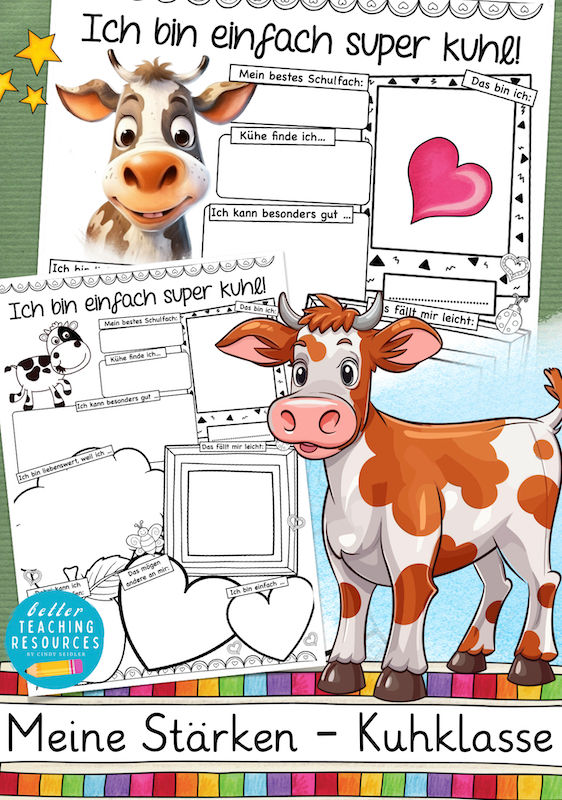 Meine Stärken - Kuhklasse I Deutsch und Ethik Klassentier Kuh Unterrichtsmaterial Grundschule Klassenmaskottchen