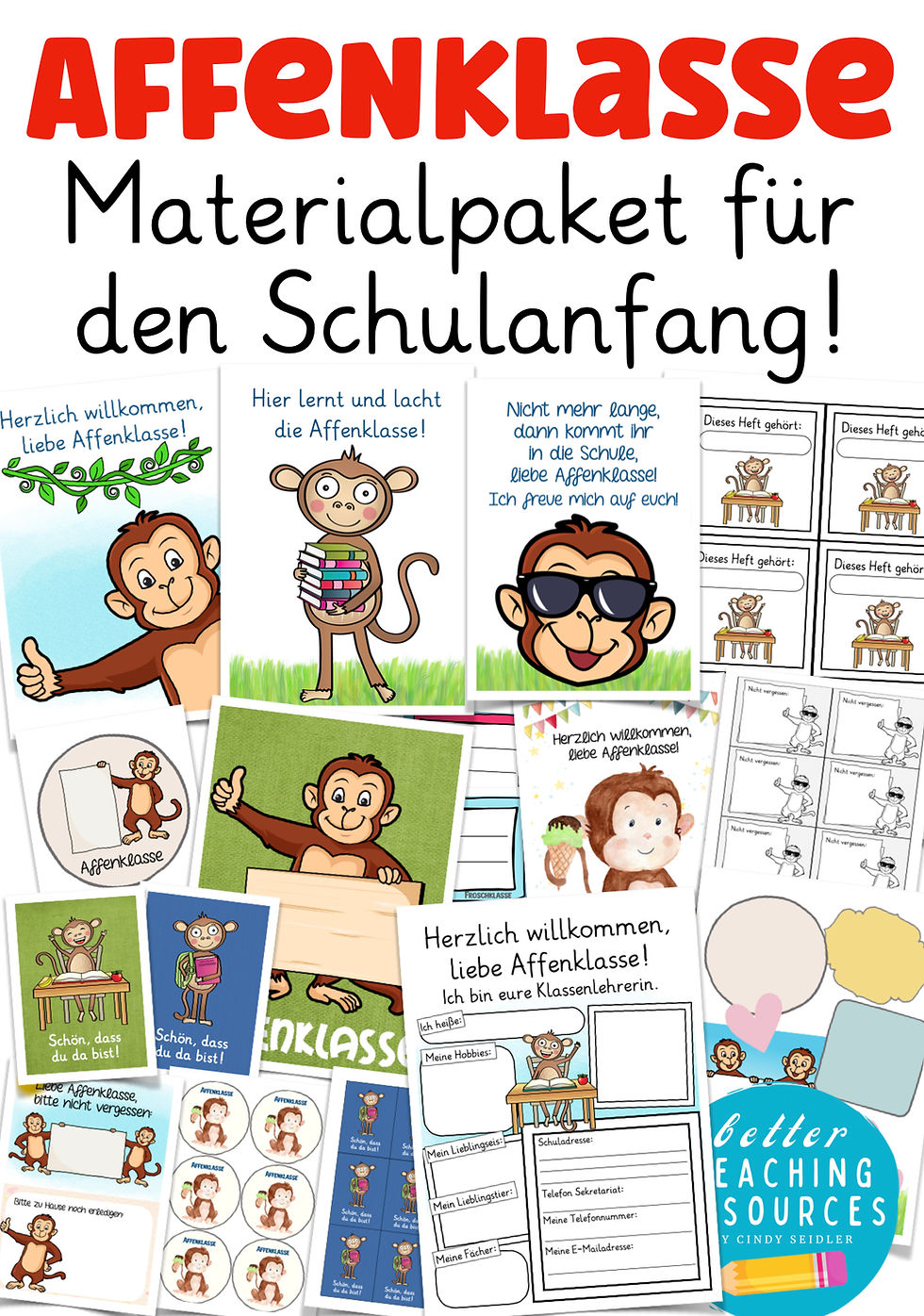 Miniaturbild: Affenklasse Klassentier Affe Grundschule Materialpaket Schulanfang 1. Klasse Grundschule
