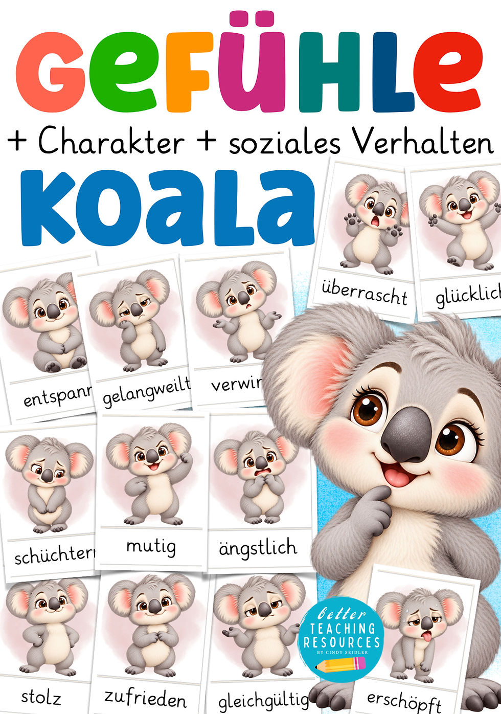 Gefühlskarten Koalaklasse mit Klassentier Koala – Gefühle, Charakter und soziales Verhalten