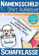 Namensschilder für die Schafklasse mit dem Klassentier Schaf.