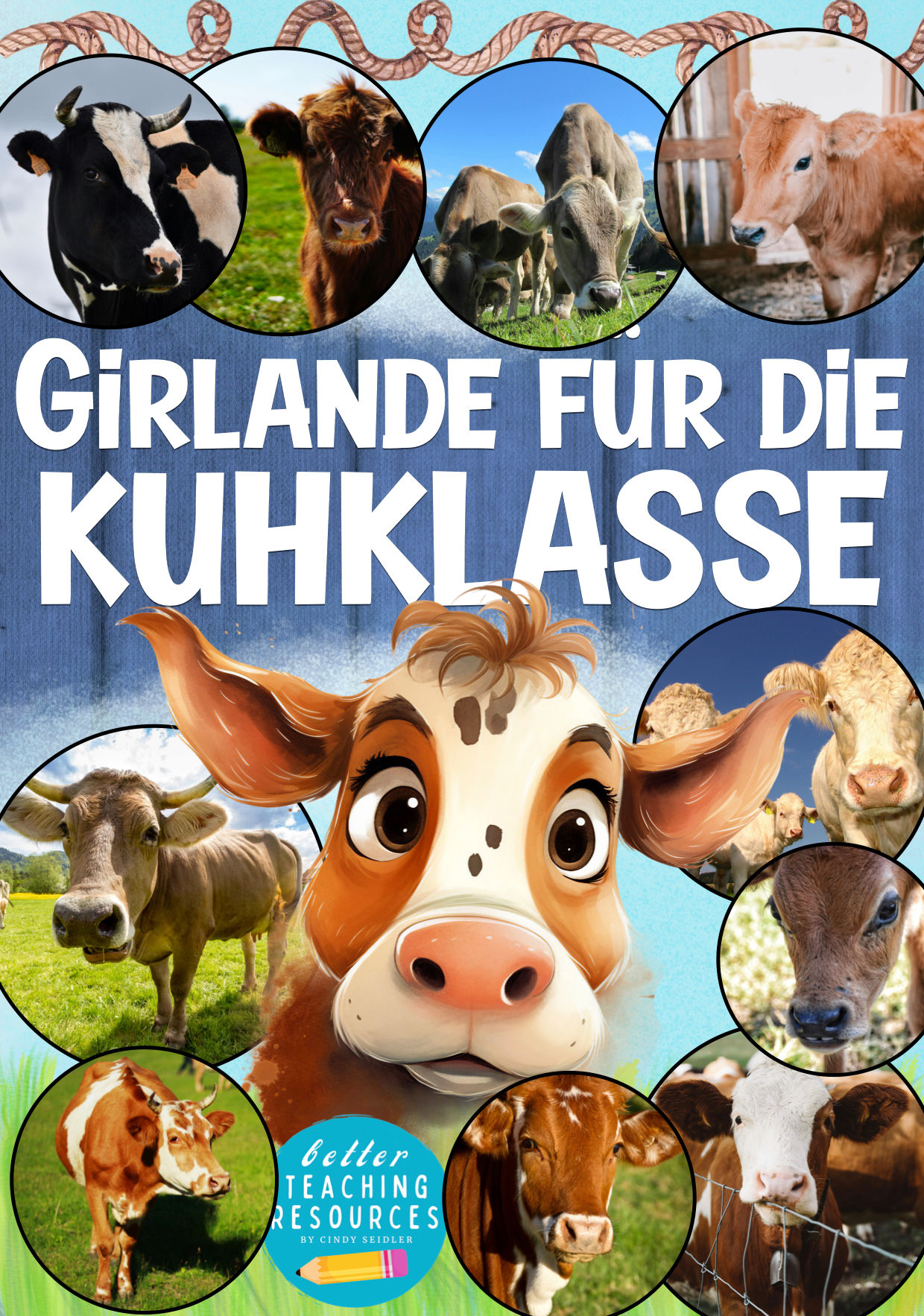 Kuhklasse Klassentier Kuh Girlande Wimpel Klassenmaskottchen Grundschule Schulanfang