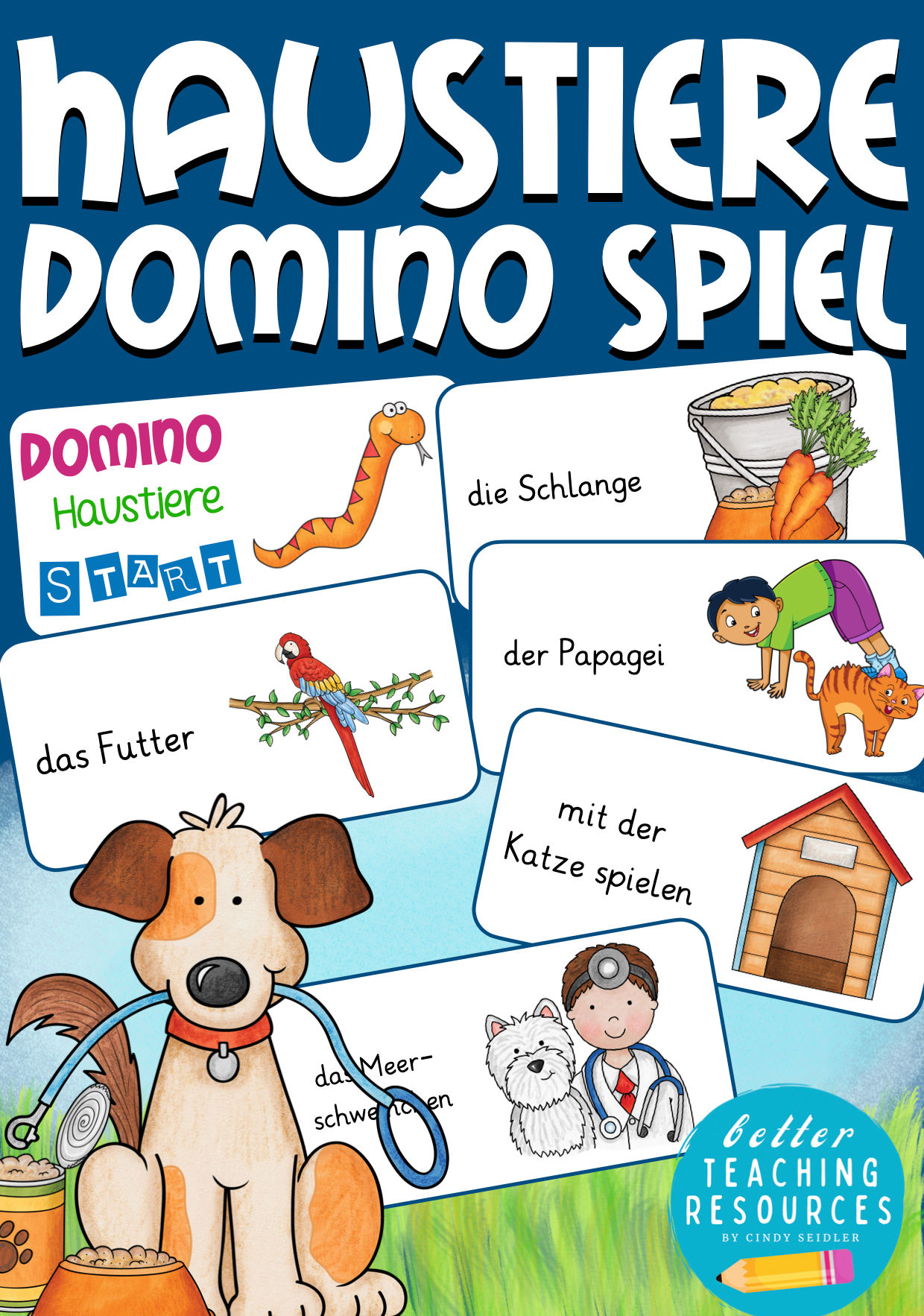 Haustiere Domino Spiel für Deutsch und Deutsch als Zweitsprache in der Grundschule PDF Download Lesen fördern