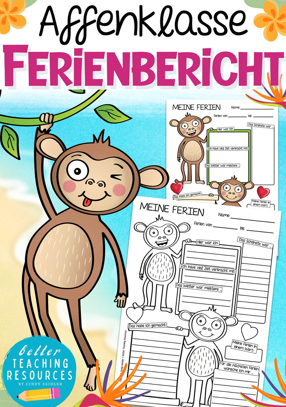 Affenklasse Ferienbericht Grundschule Klassentier Affe kreatives Schreiben Deutsch