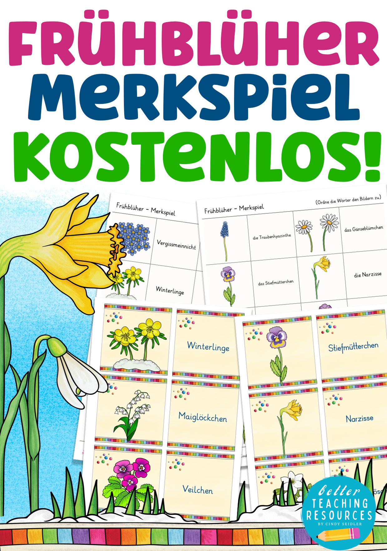 Frühblüher kostenloses Material Sachunterricht Memory kostenlos Grundschule PDF Download Sachkunde