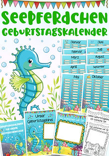 Geburtstagskalender Klassentier Seepferdchen Grundschule Schulanfang Dekoration zur Einschulung Klassenmaskottchen