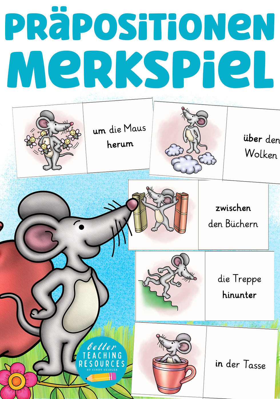Präpositionen Memory Spiel Deutsch Grammatik in der Grundschule 2. Klasse Unterrichtsmaterial PDF