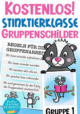 Kostenlose Gruppenschilder für die Stinktierklasse mit Klassentier Stinktier.