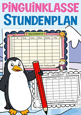 Stundenplan für die Pinguinklasse mit dem Klassentier Pinguin.