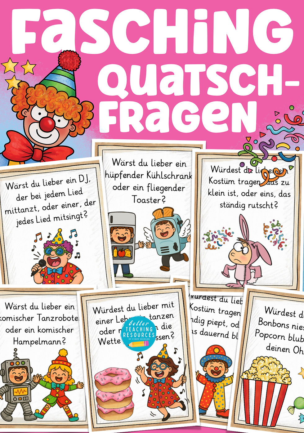 Fasching Quatschfragen für die Grundschule I Sprechanlässe Deutsch Karneval