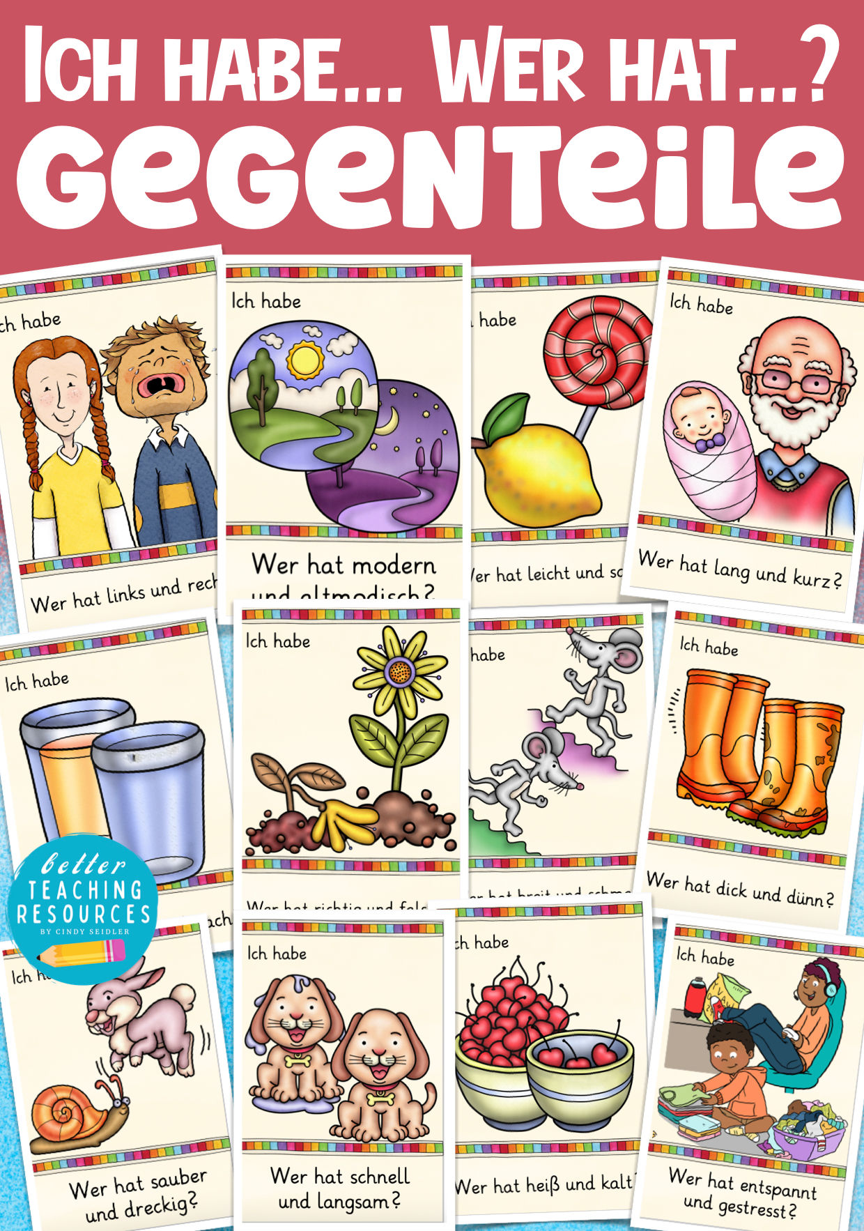 Gegenteile Wortschatz deutsch Deutsch als Zweitsprache Unterrichtsmaterial Ich habe wer hat Spiel