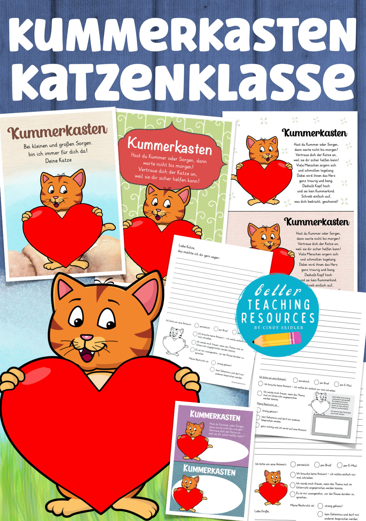 Katzenklasse Klassentier Katze Kummerkasten Sorgenbox Bastelvorlage Grundschule