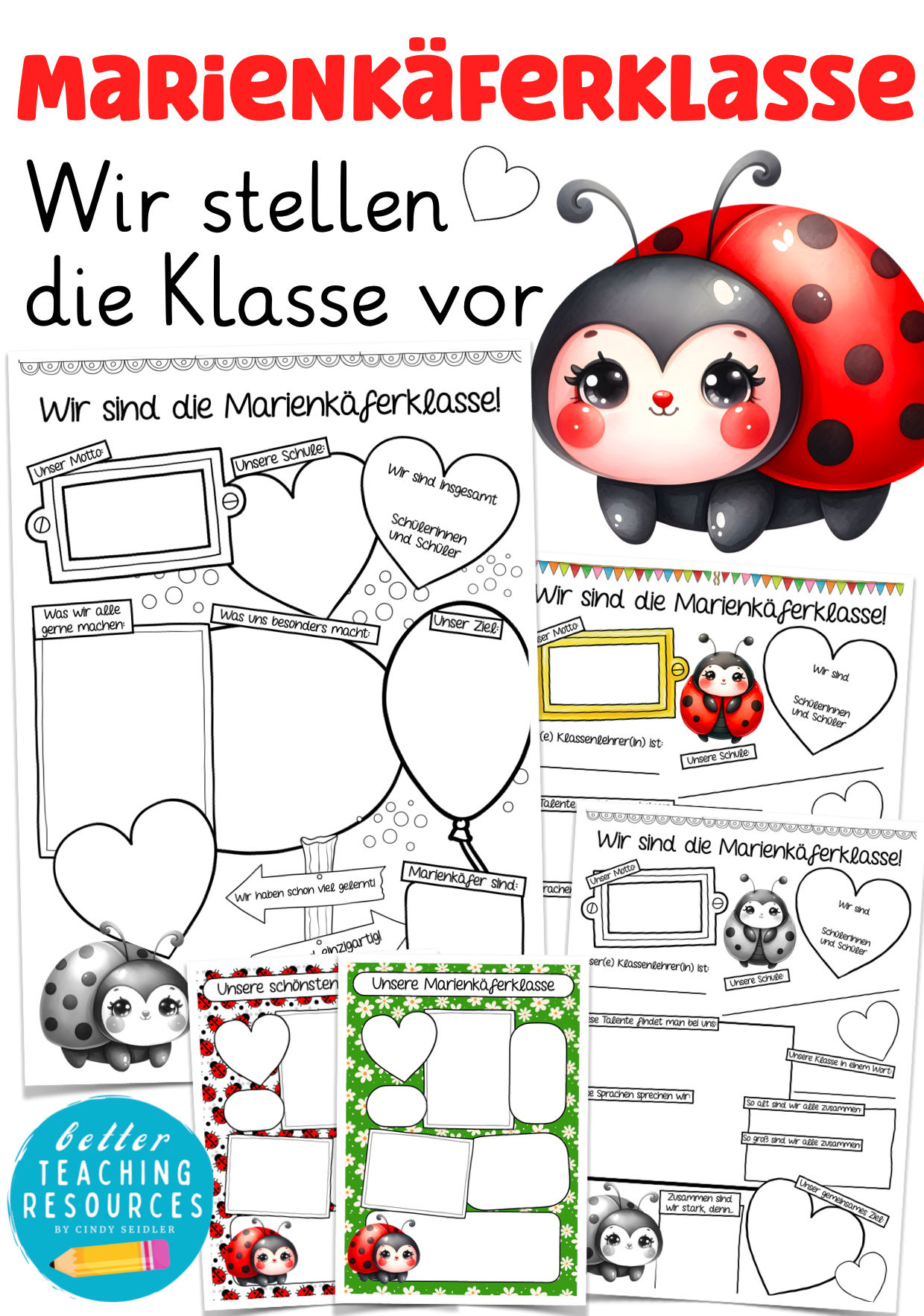 Marienkäferklasse Klassentier Marienkäfer Klasse vorstellen Arbeitsblätter Klassenmaskottchen Grundschule