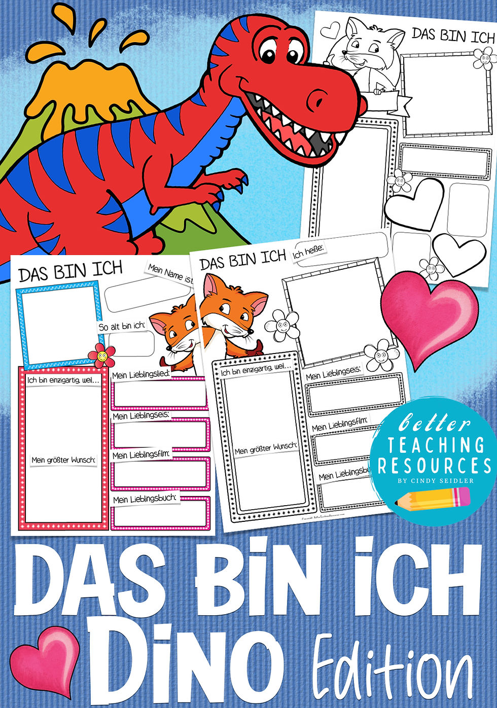 Dinoklasse Das bin ich sich vorstellen Grundschule Deutsch Arbeitsblätter Klassentier