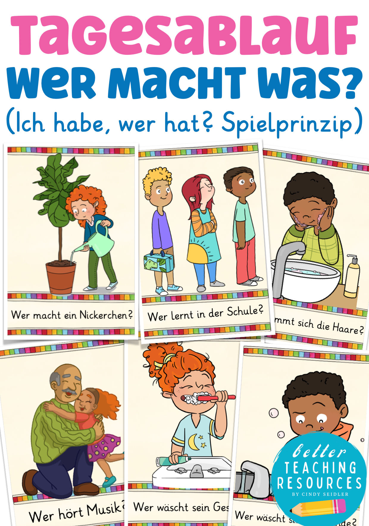 Tagesablauf Spiel ich habe wer hat Deutsch Deutsch als Zweitsprache Spiel