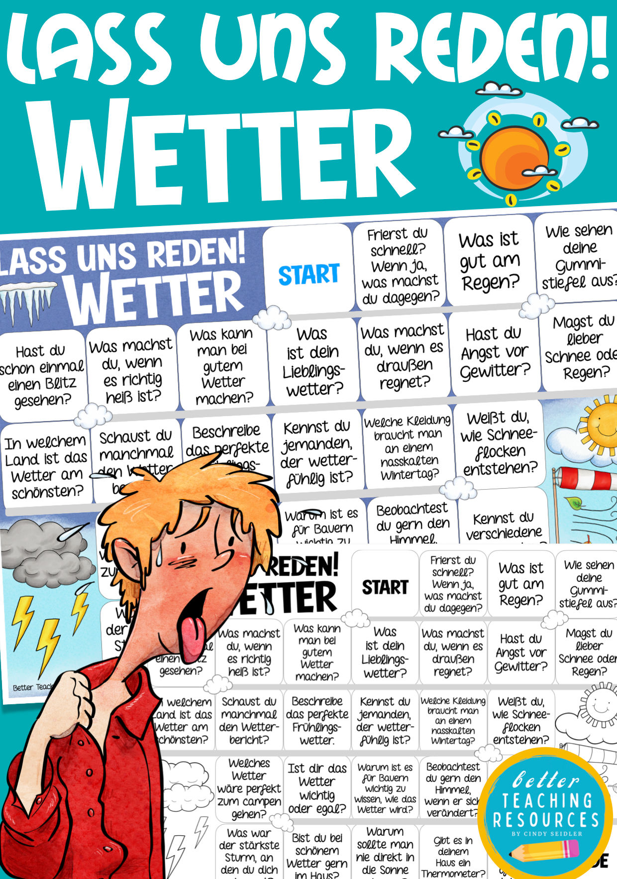 Wetter und Klima Sachunterricht Plauderbrettspiel Unterrichtsmaterial Grundschule Sachkunde Lass uns reden Vorlage PDF