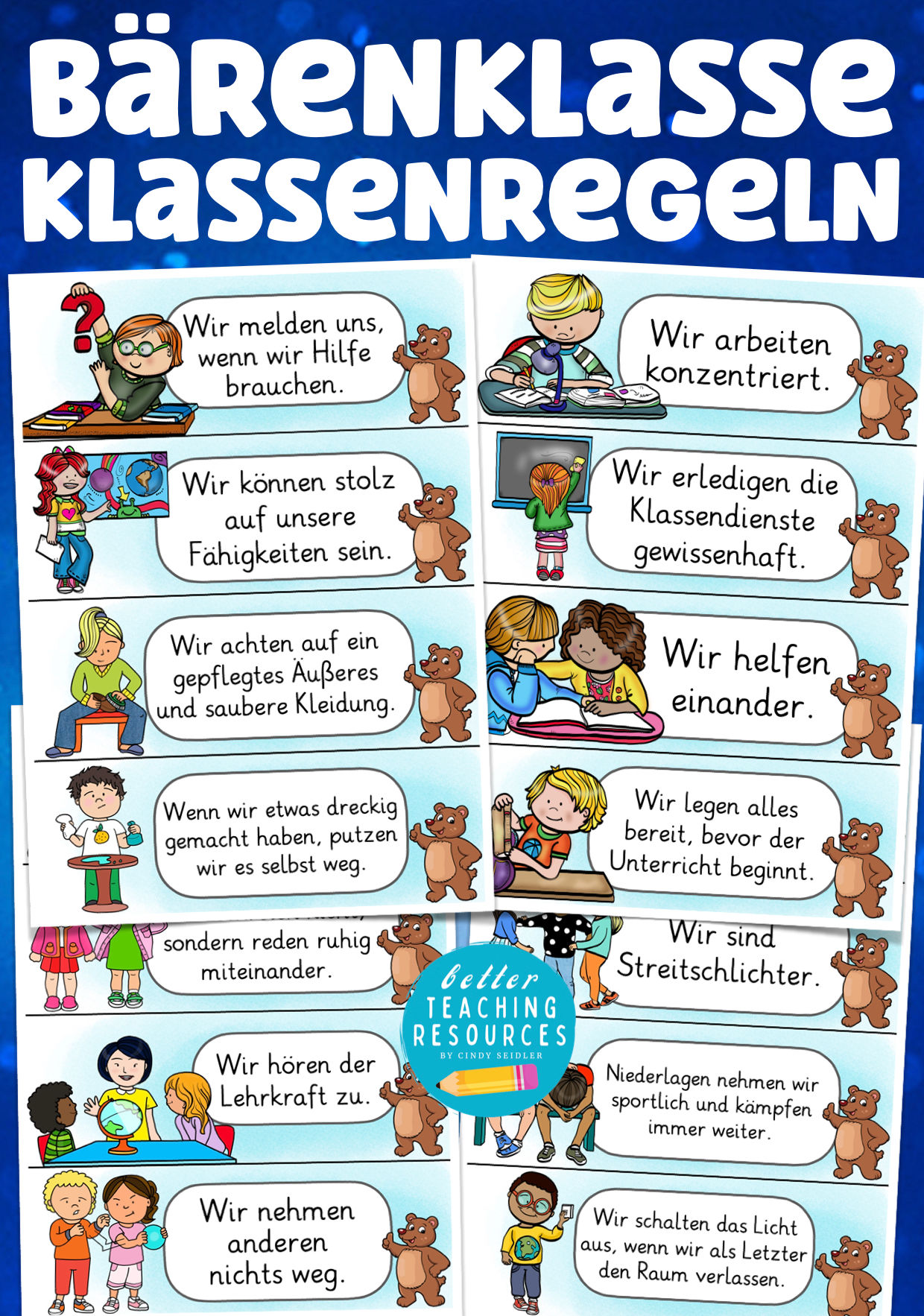 Bärenklasse Klassentier Bär Klassenregeln Unterrichtsmaterial Grundschule PDF