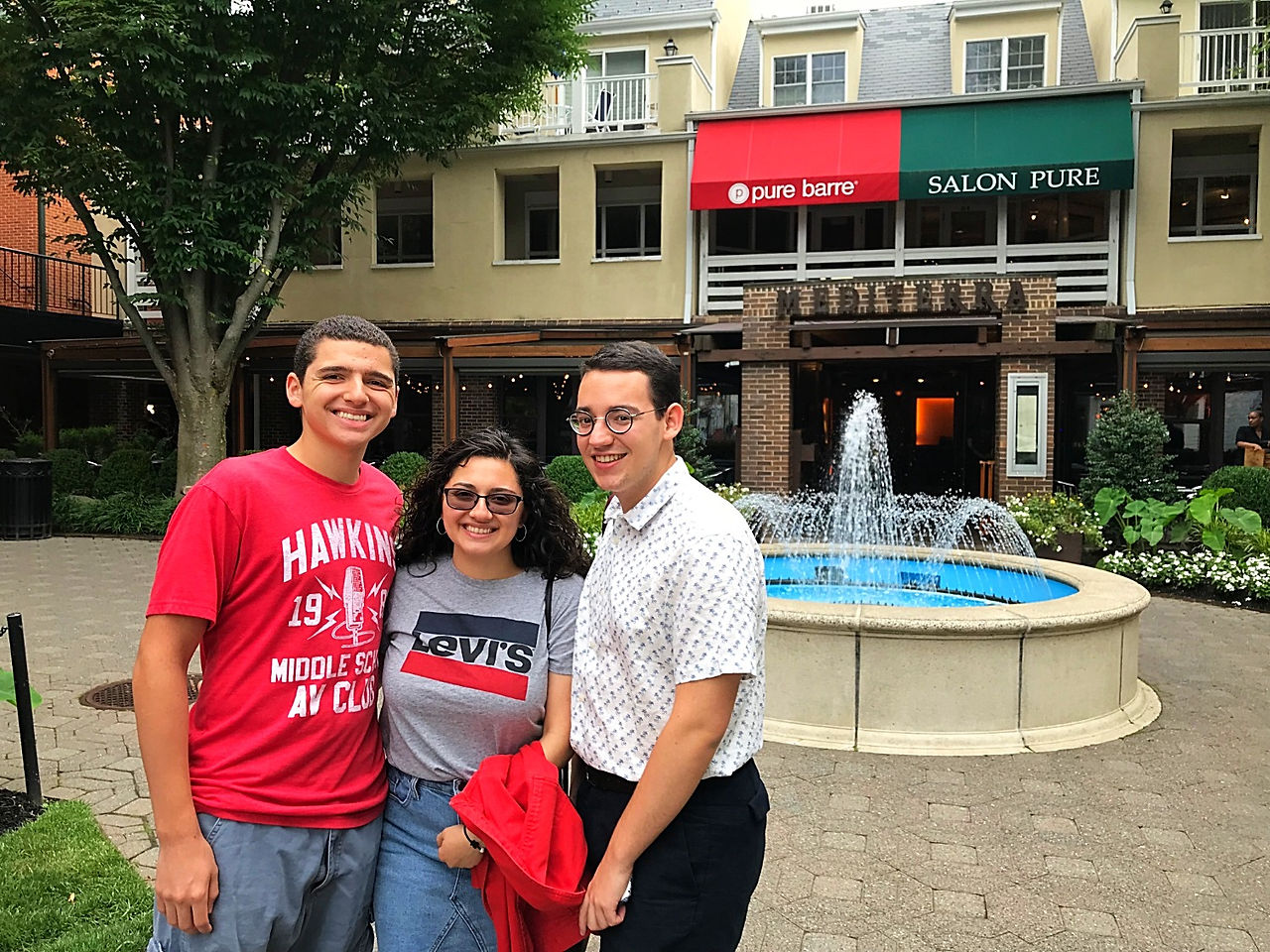 In front of a popular restaurant!