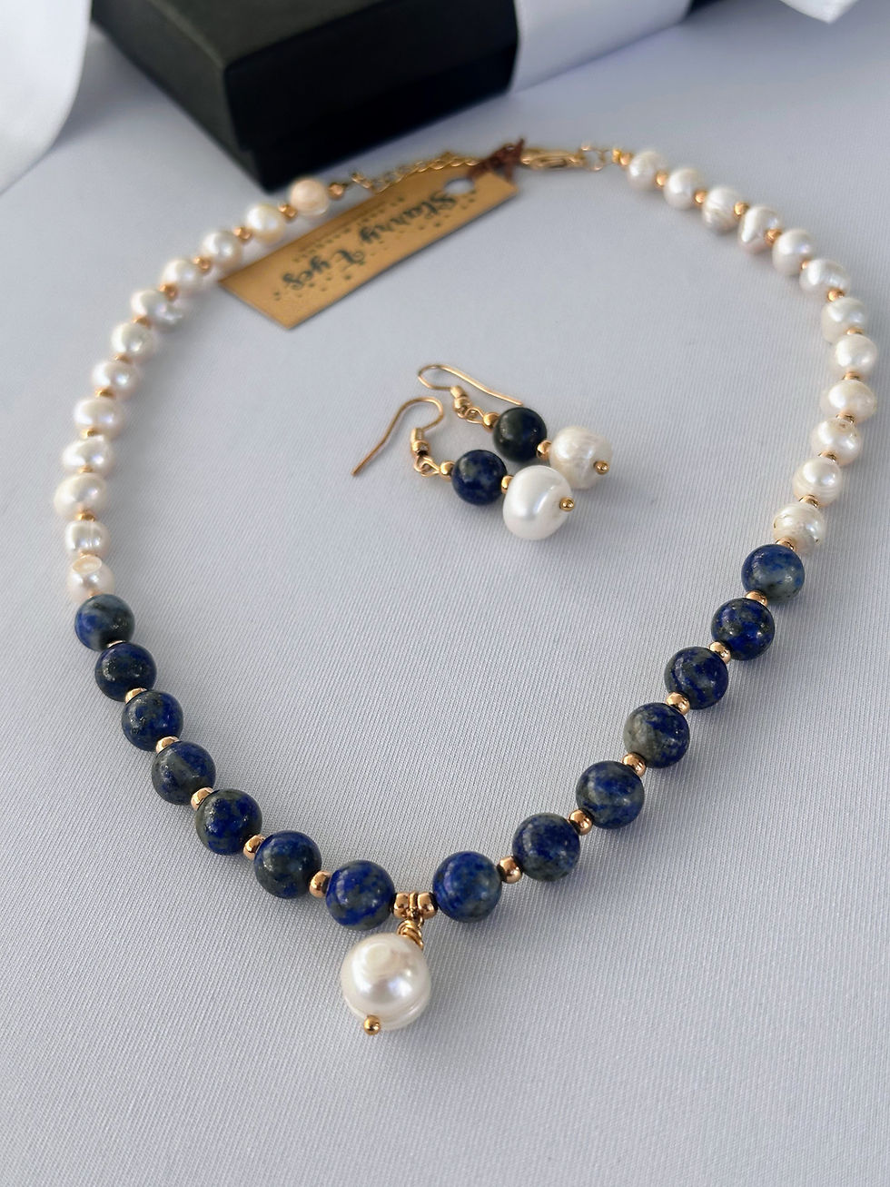 Thumbnail: Lapis Elegance Necklace and Earrings Set