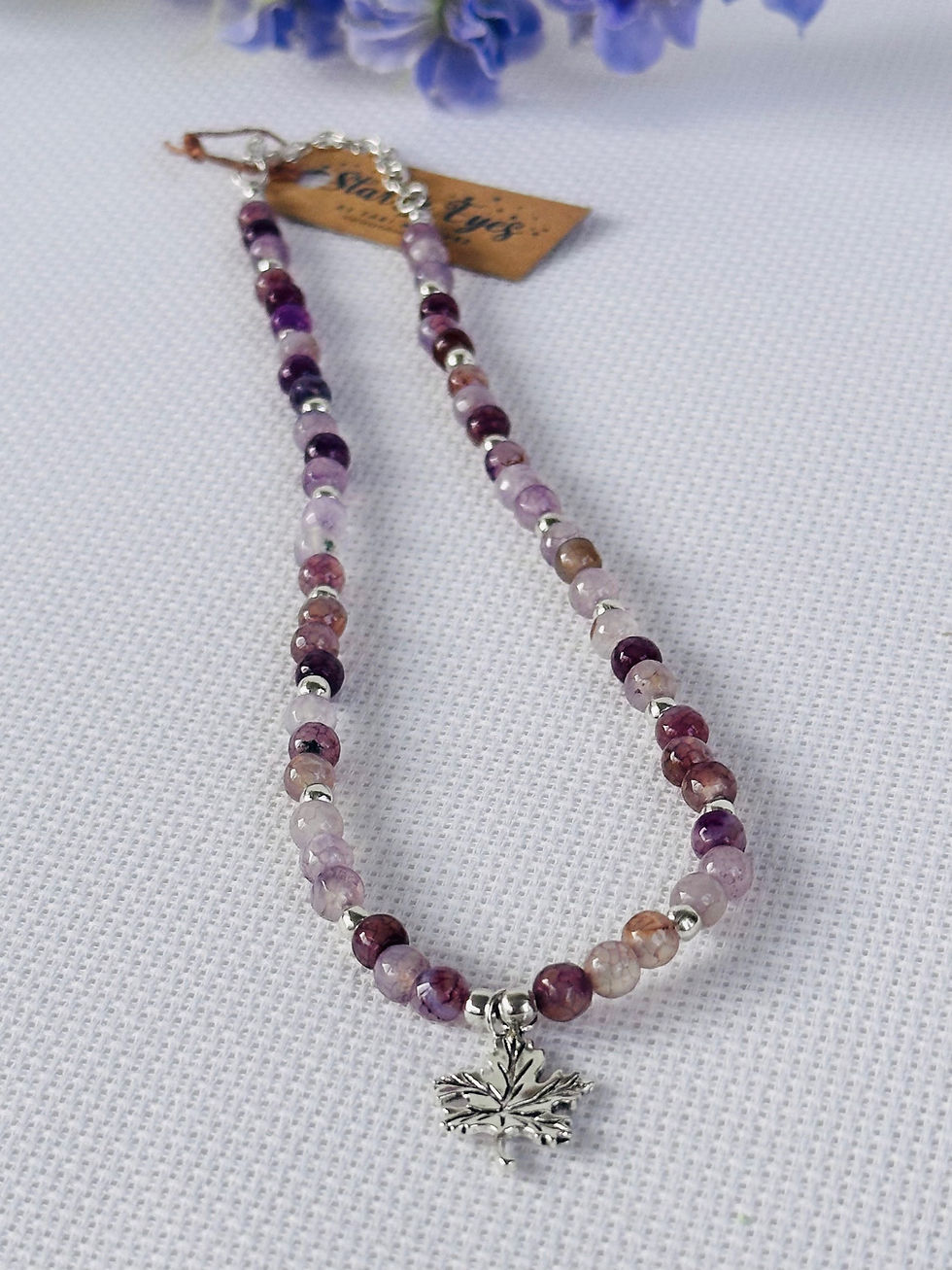 Thumbnail: Purple Agate Leaf Elegance Necklace !