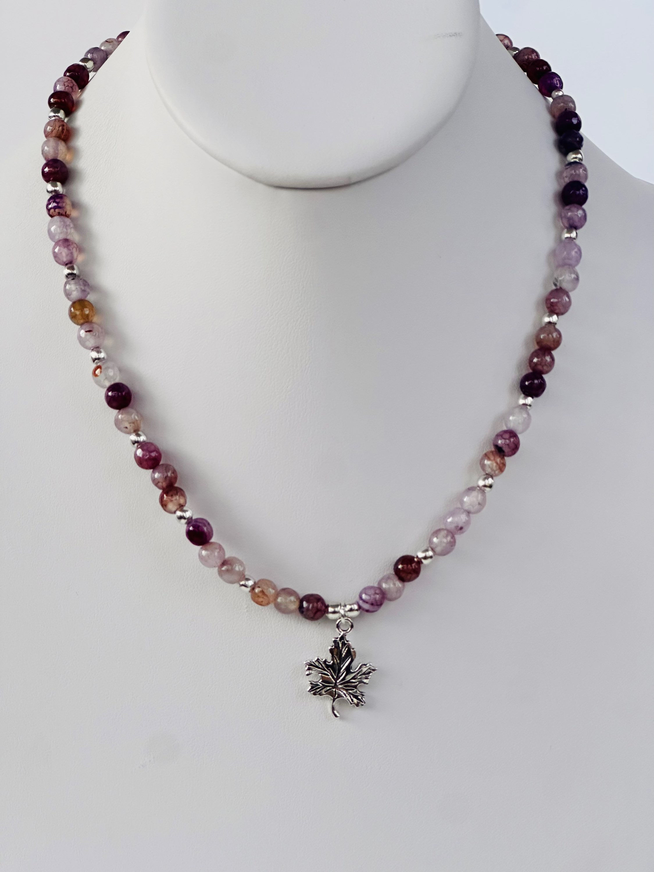 Purple Agate Leaf Elegance Necklace !