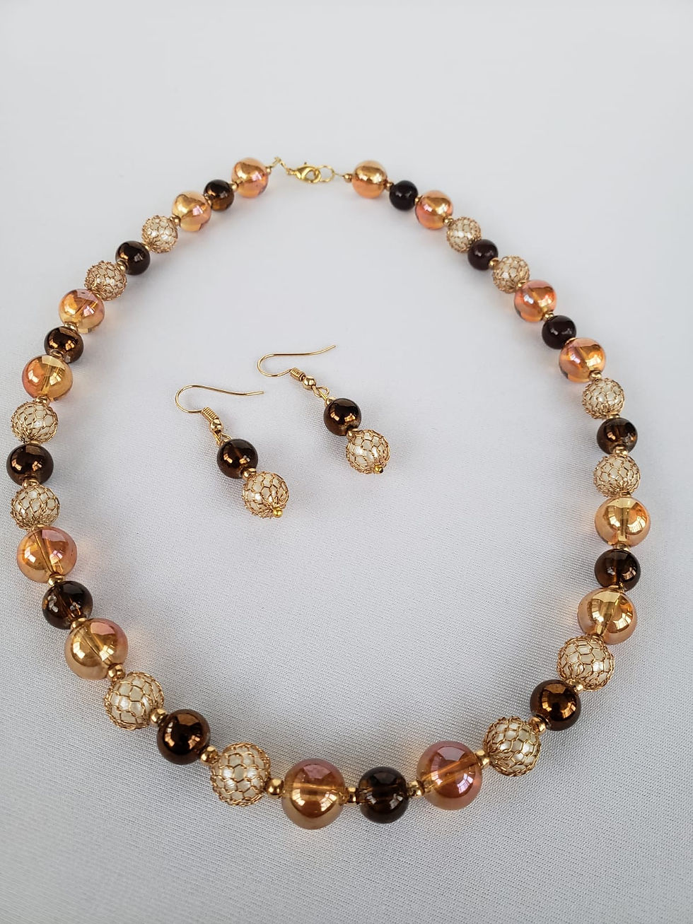 Thumbnail: Crystal Pearl Necklace and Earrings Set