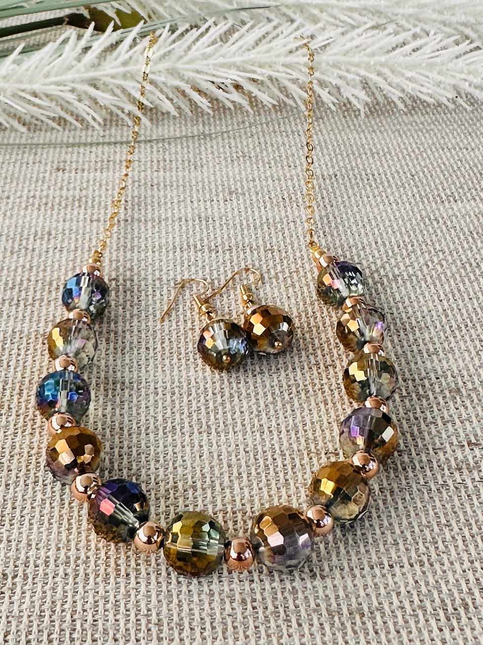 Thumbnail: Navy Rose Splendor Necklace and Earrings Set!