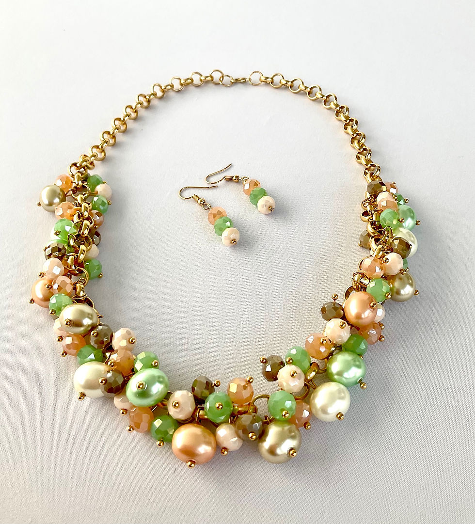 Thumbnail: Gilded Crystal Harmony Necklace and Earring Set