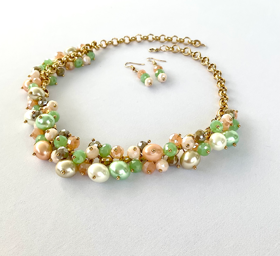 Thumbnail: Gilded Crystal Harmony Necklace and Earring Set