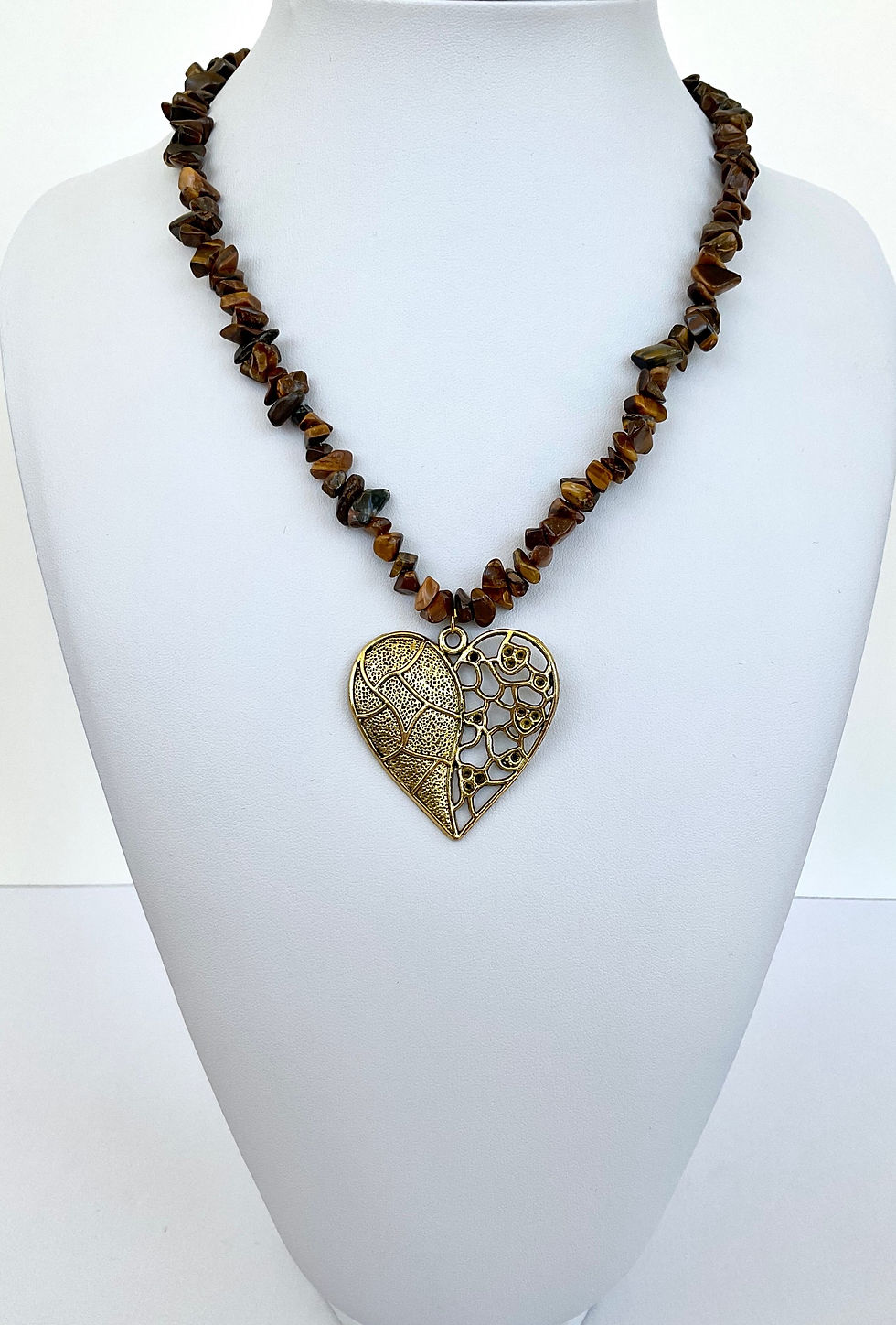 Thumbnail: Tiger Eye Necklace with Heart Pendant