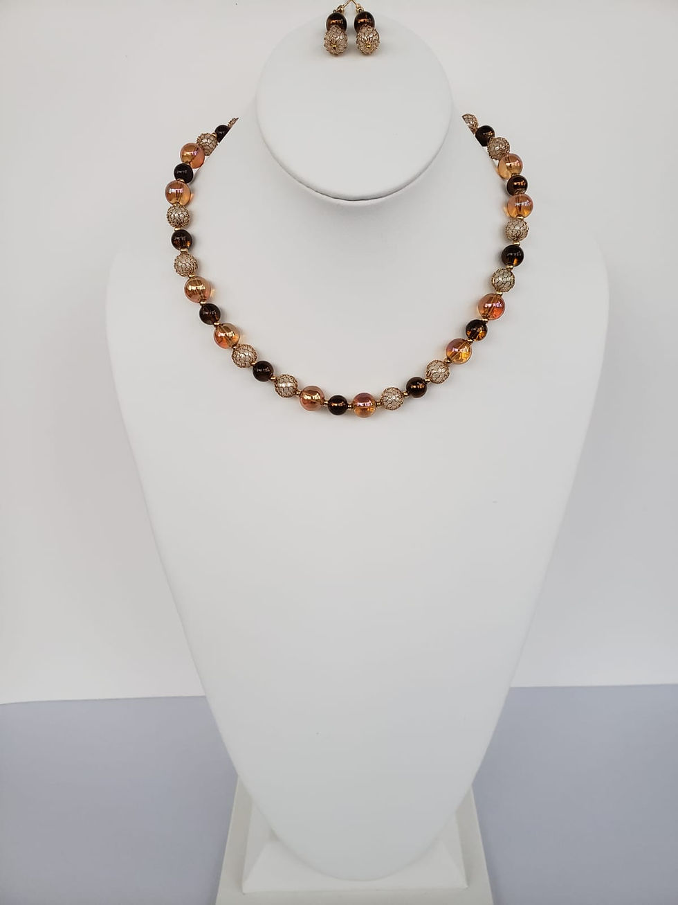 Thumbnail: Crystal Pearl Necklace and Earrings Set