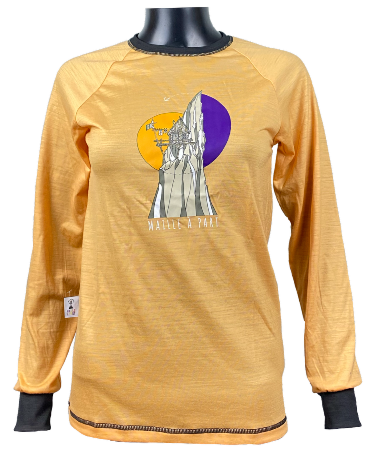 T-shirt merinos "La Cabane" violet