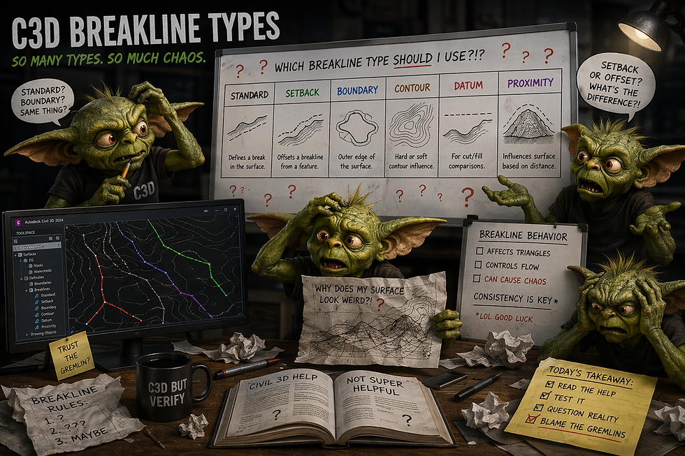 Civil 3D Breakline Types Explained