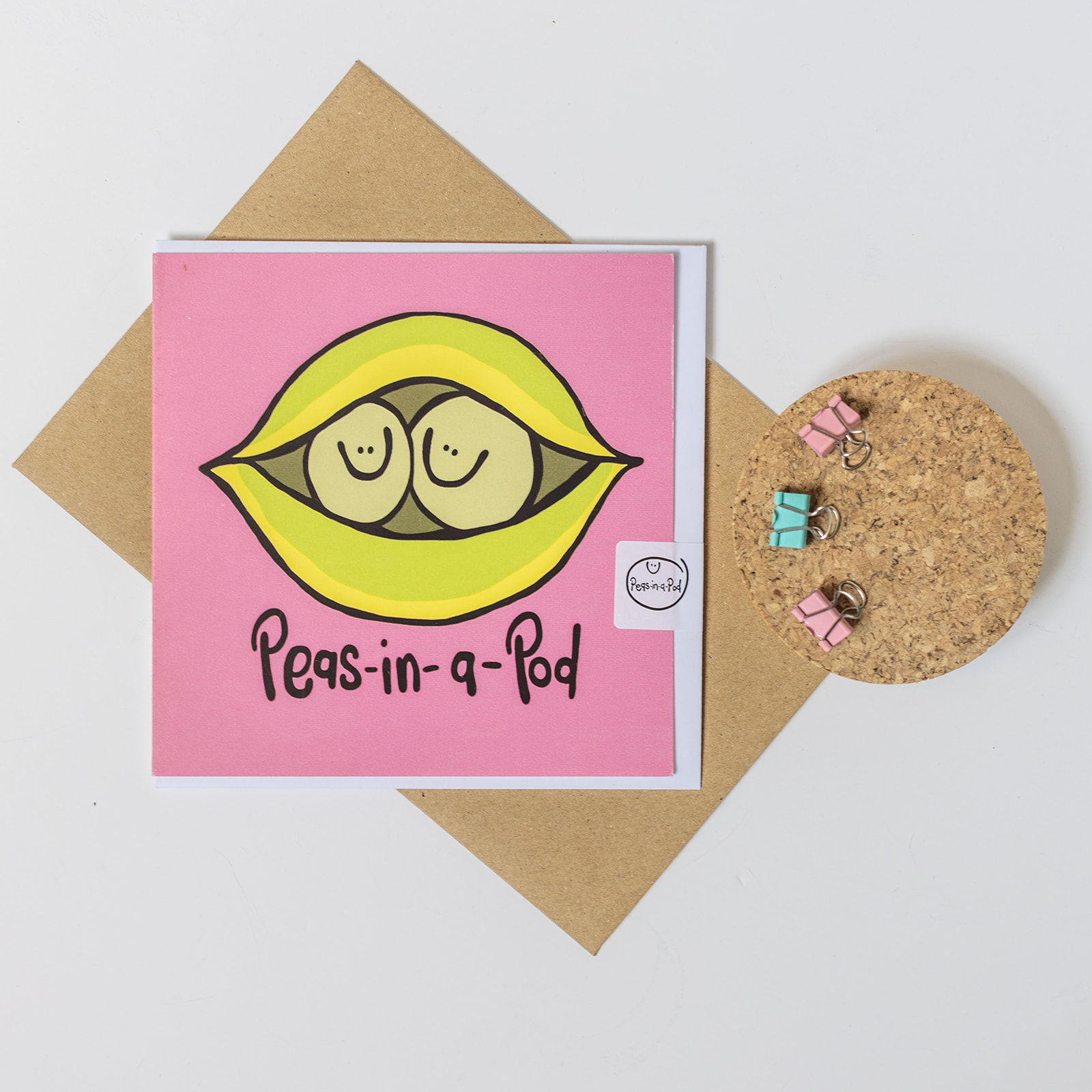 Peas-in-a-Pod Square Greetings Card