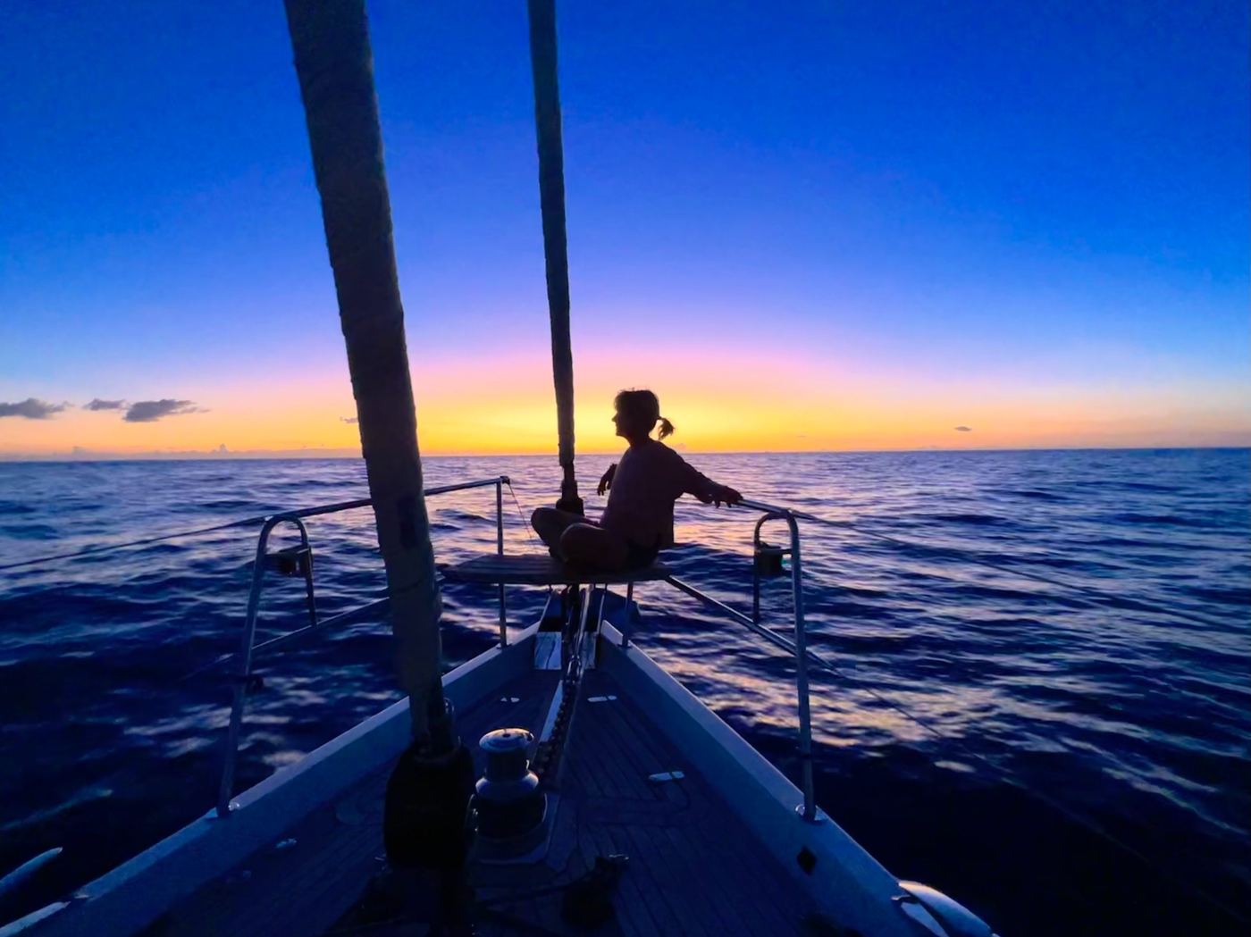 Reflective evening aboard a sailing yacht