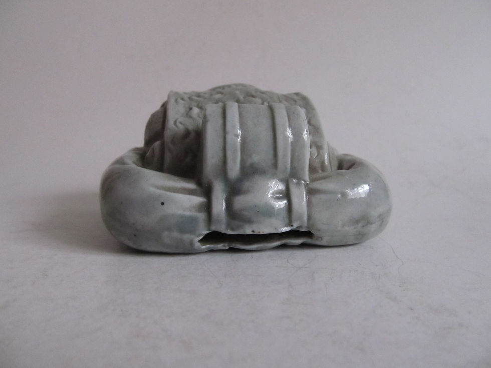 Thumbnail: Rare Austro-Hungarian soft porcelain military knapsack shaped piggy bank