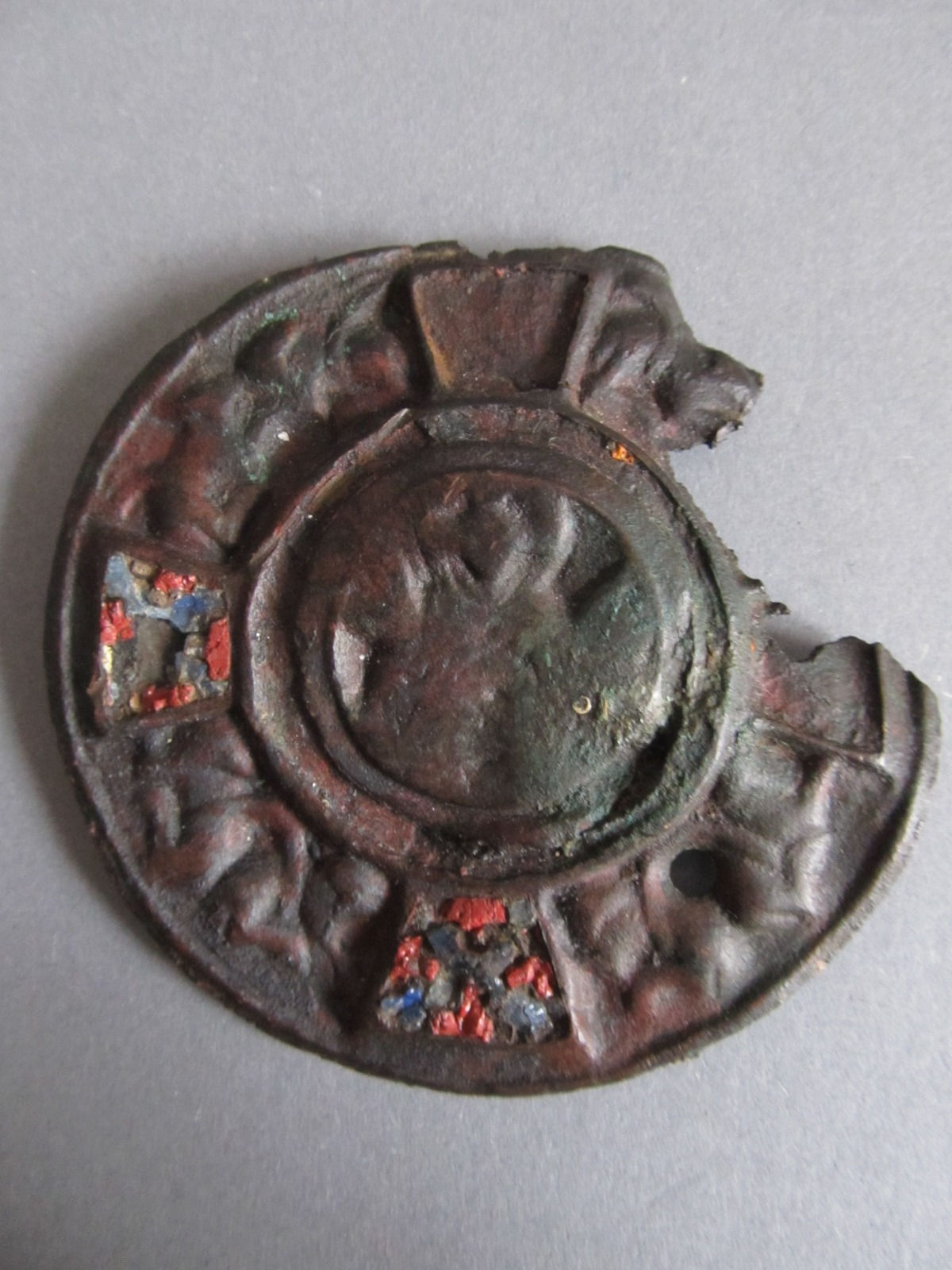 Ancient Byzantine Bronze Pectoral Bust Cross