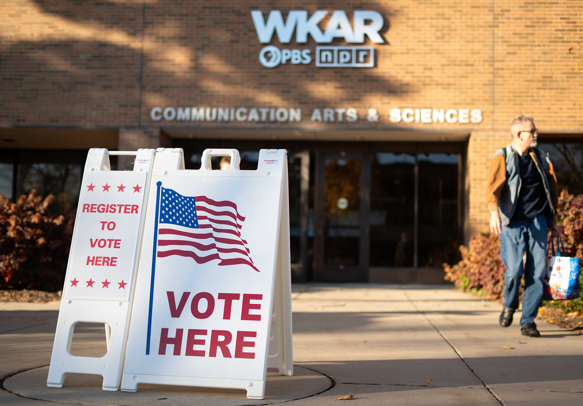 "Vote here" sign